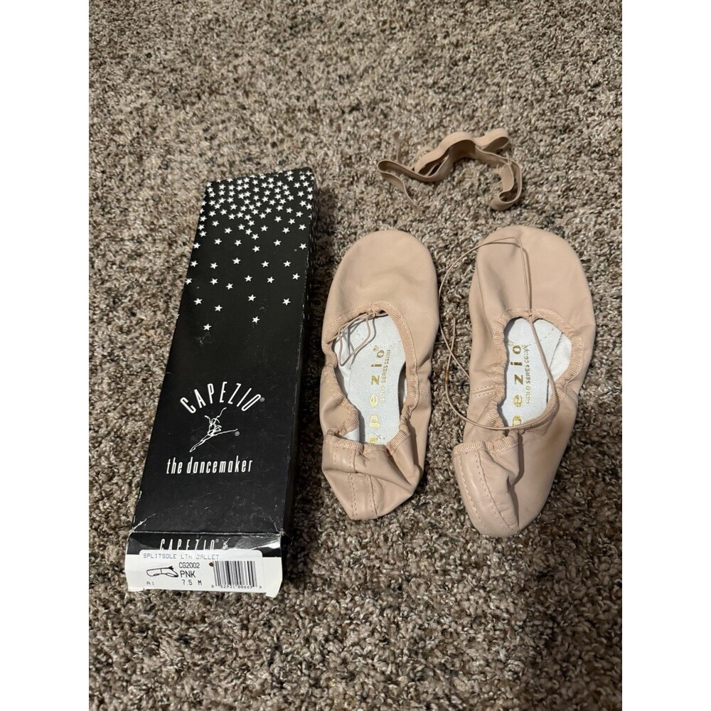 Capezio CG2002 Split Sole Leather Ballet Slippers Pink Womens 7.5 M Dance Shoes